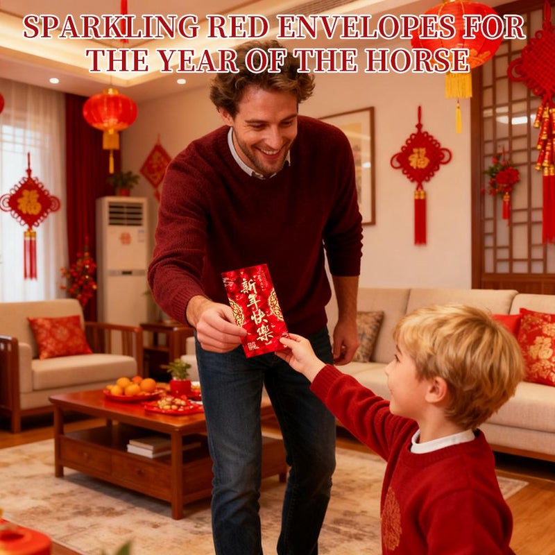 Chinese New Year Red Envelopes, Chinese New Year Greeting Card With RedEnvelope, Lunar NewYear Envelopes Decorations ChineseNewYear Gifts, Red Envelope for Money,  Ideal for Cash And Coins - Image 5